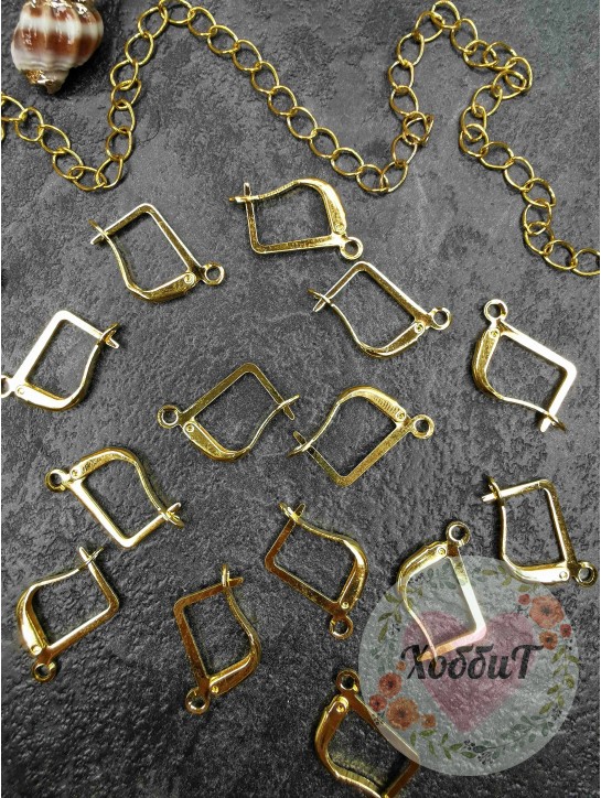 Швензы с застежкой нержавеющие, 1 пара (золото)